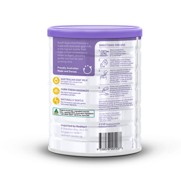 Bubs® Australian Goat Milk Infant Formula Stage 1 Bubs Singapore