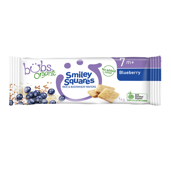 Bubs Organic® Smiley Squares Blueberry