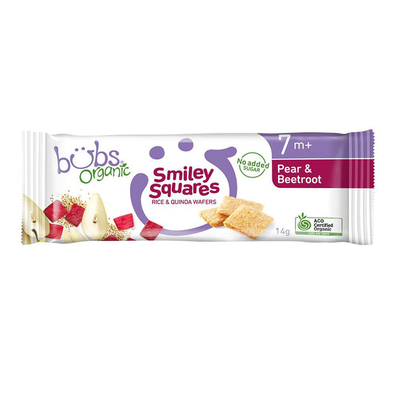 Bubs® Organic Smiley Squares Pear and Beetroot