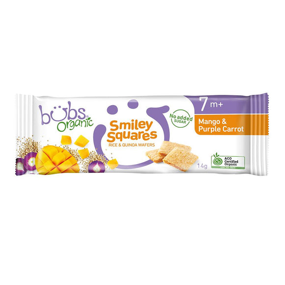 Bubs® Organic Smiley Squares Mango and Purple Carrot